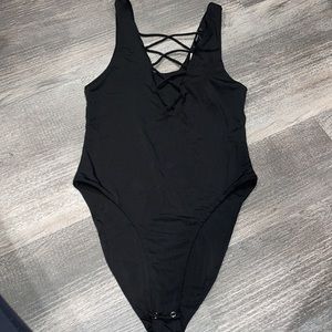 NWT Small Forever 21 Black Crisscross V-neck Bodysuit